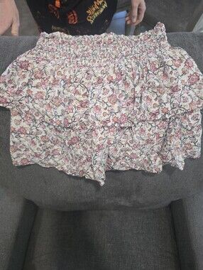 Wallflower Pink & Cream Floral Ruffle Skirt